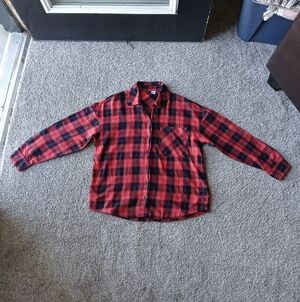 Divided H&M Women's Red and Black Checkered Casual Shirt